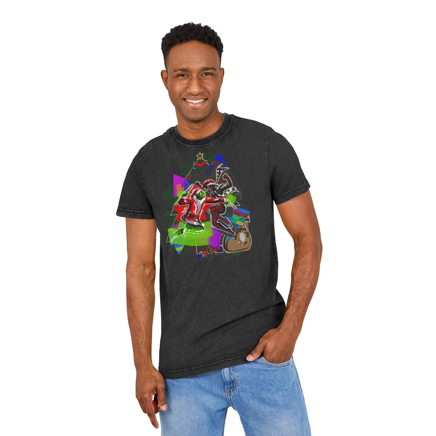 Grinch vs. Spiderman Acid Wash T‑Shirt