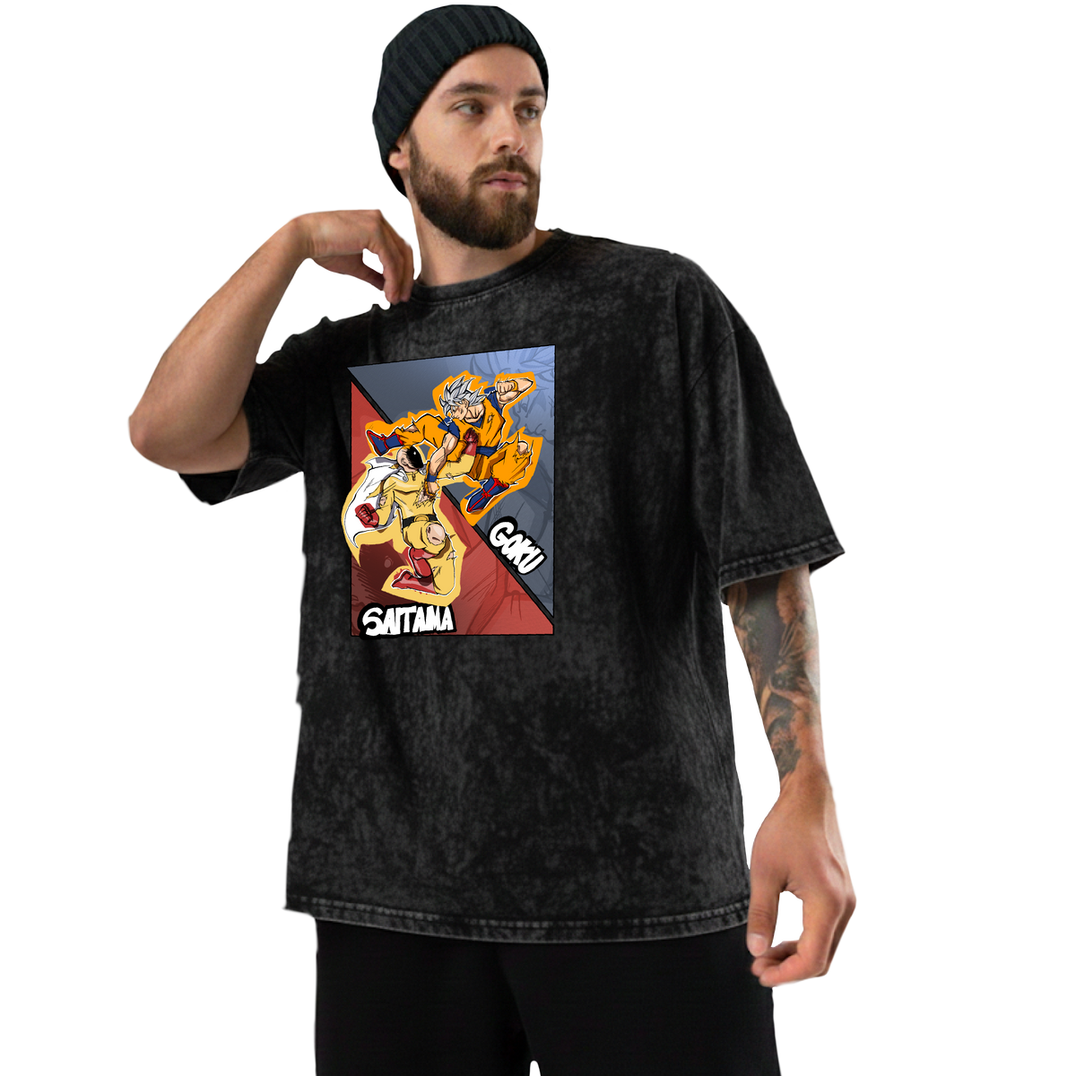Goku vs. Saitama Acid Wash Tee