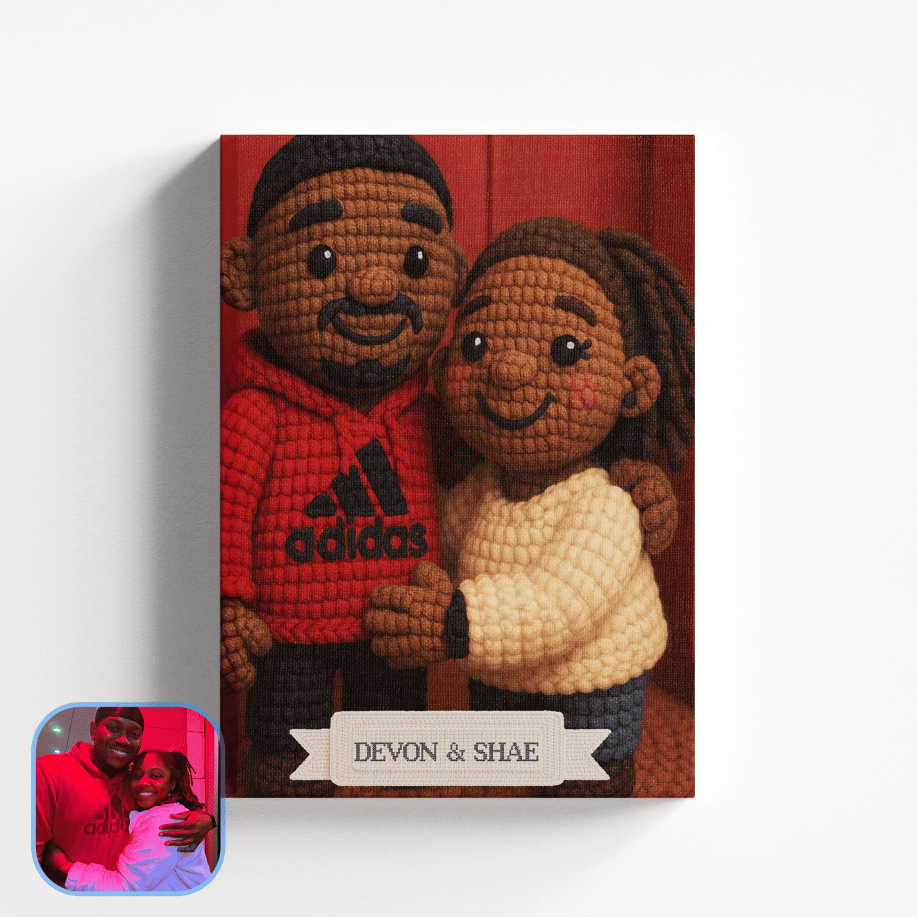 Custom Crocheted Couple Doll 10x 8 Canvas