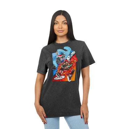 Krampus vs Tanjiro Graphic Tee — Acid Washed Round Neck