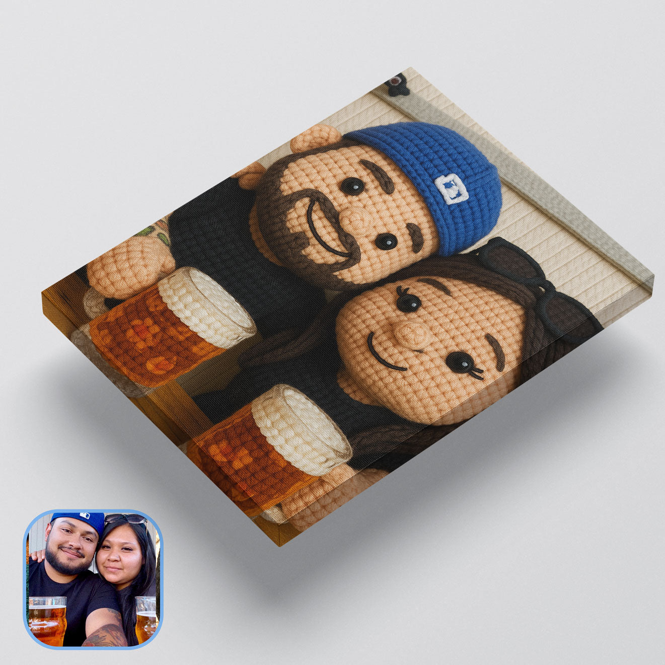 Custom Crocheted Couple Doll 10x 8 Canvas