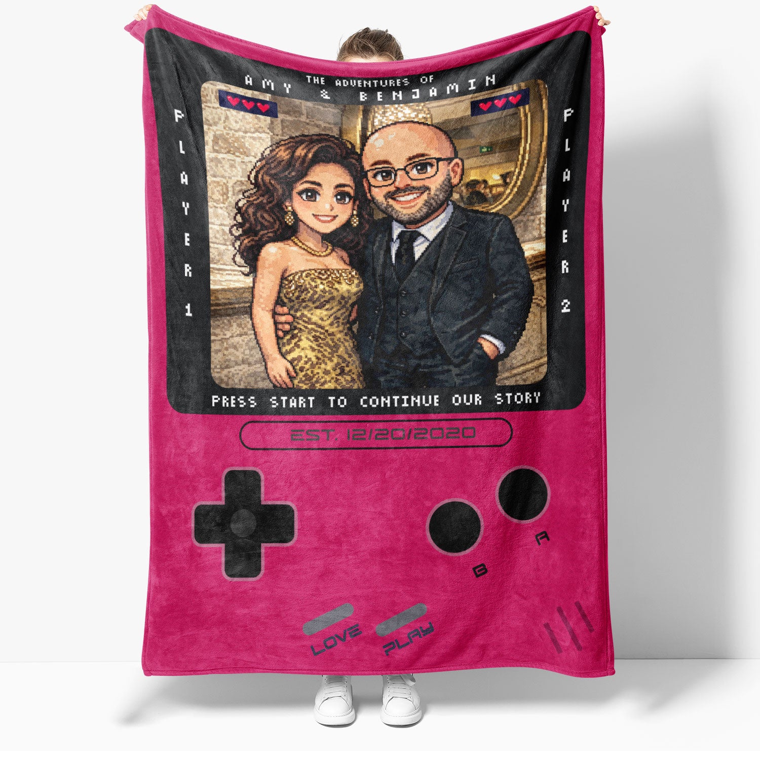 Couples Gameboy Fleece Blanket