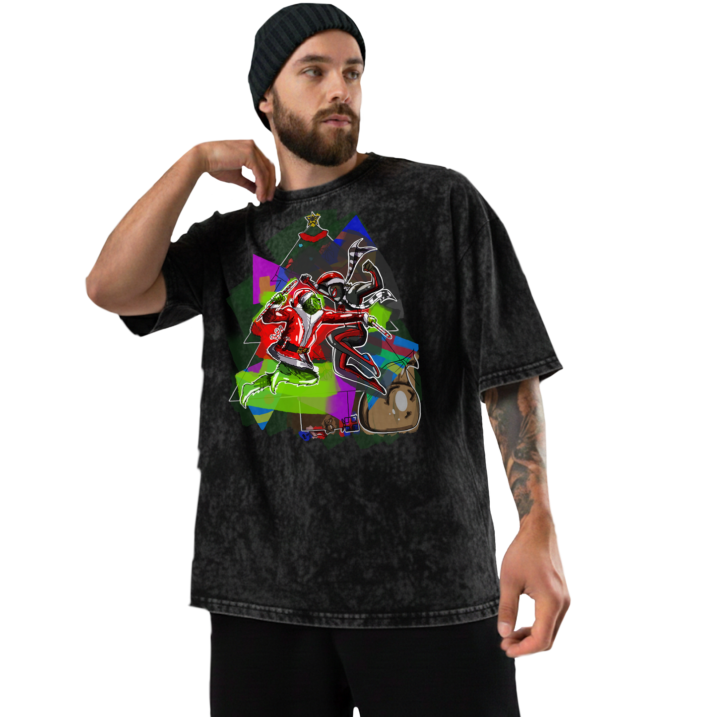 Grinch vs. Spiderman Acid Wash T‑Shirt